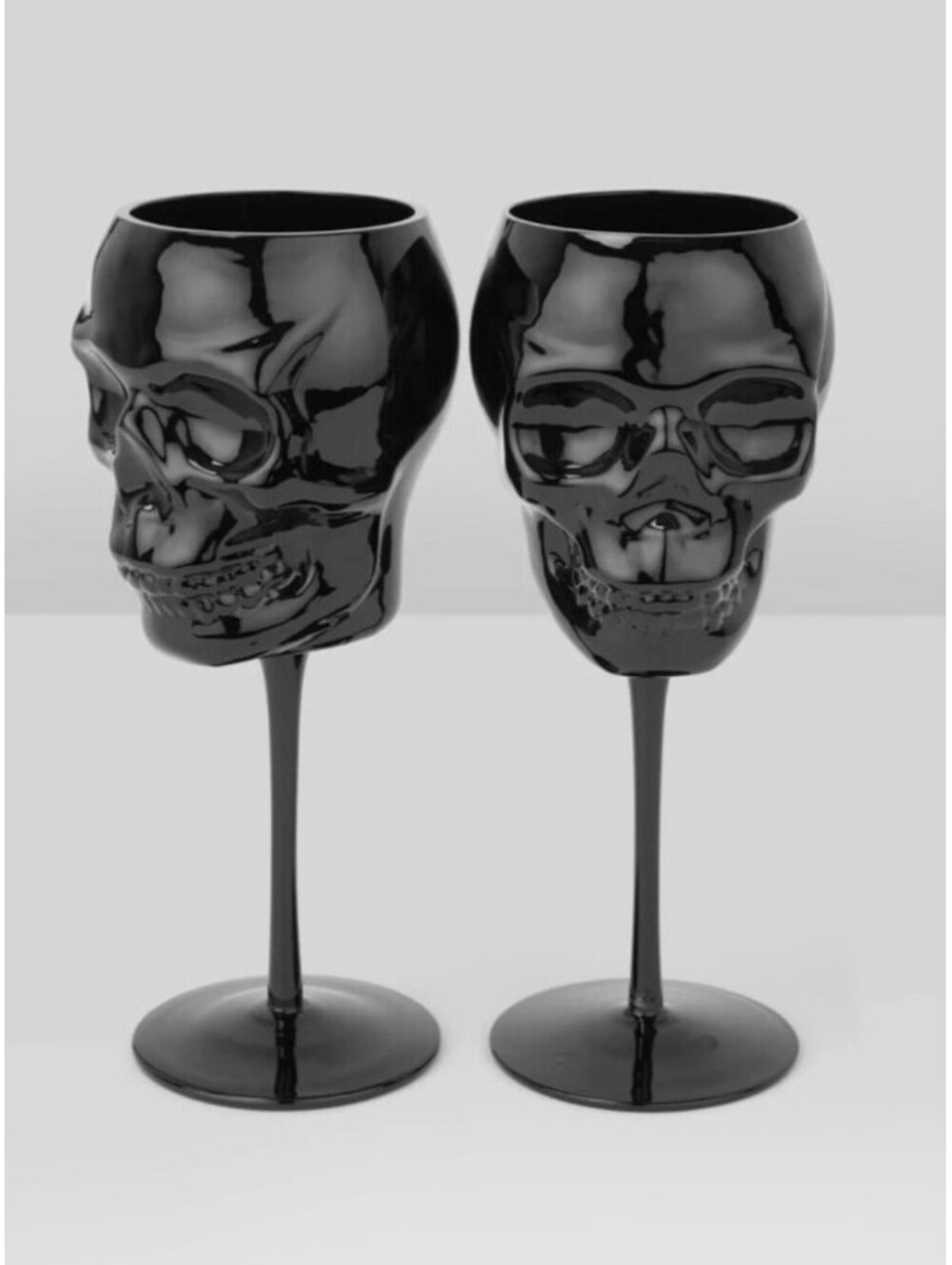Killstar Cranium Wine Glasses Set Of 2 Black NEW In Box RARE HTF
